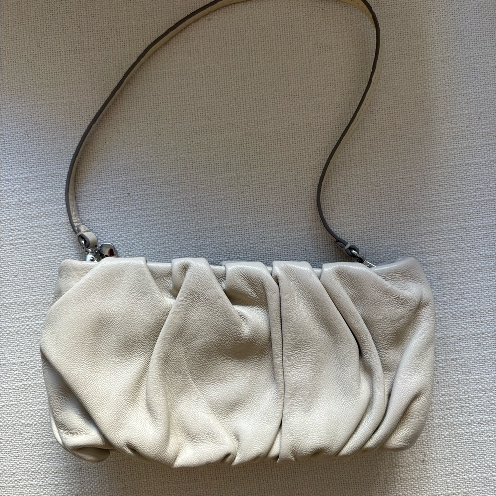 STAUD Cream Gathered Leather Shoulder Bag - Picture 3 of 3